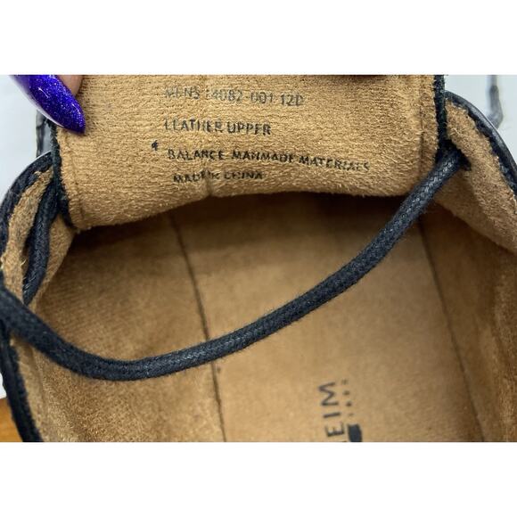 Florsheim Mens 12D Black Leather Dress Shoes Derby Square Toe - Picture 5 of 7